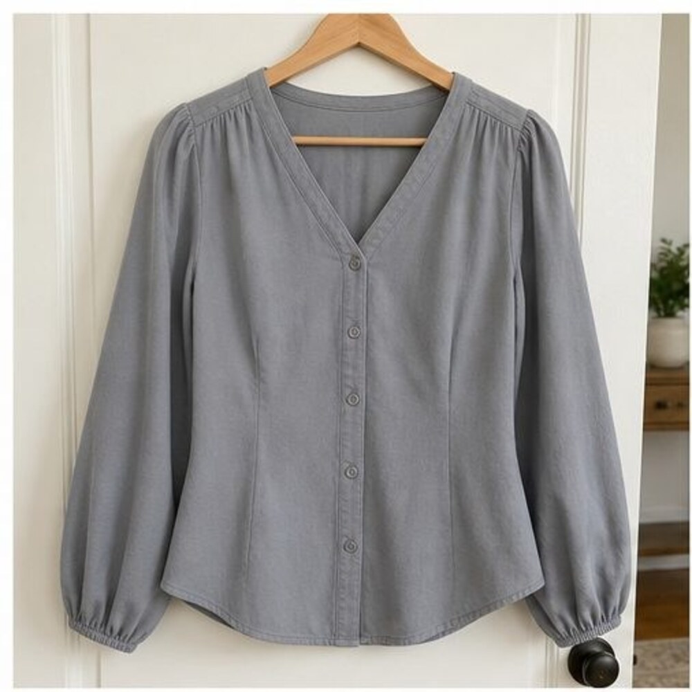 Gray Smocked Top